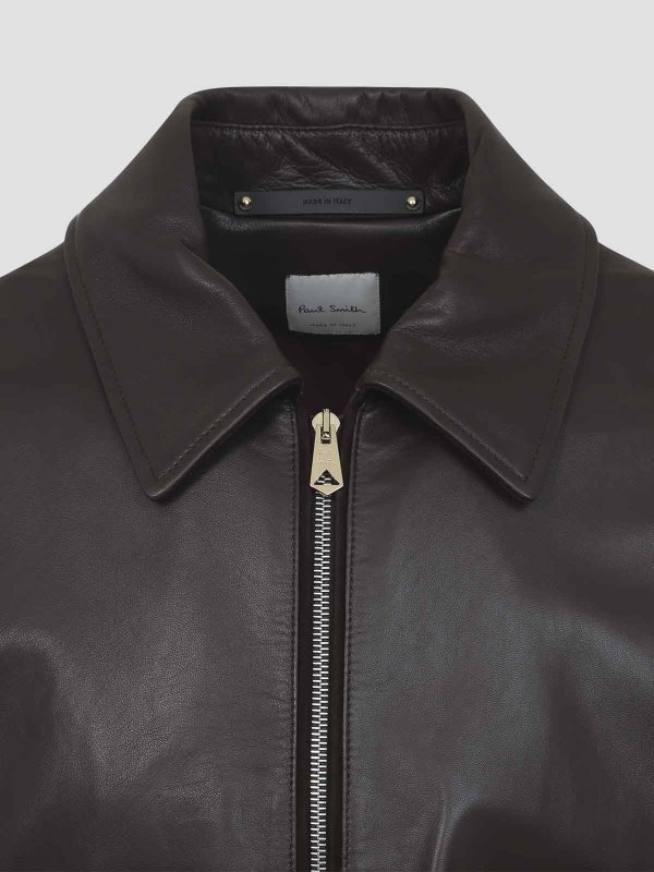レザージャケット - ブラウン shop online: PAUL SMITH