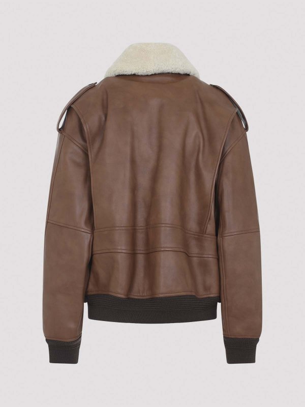 SAINT LAURENT: leather jacket online - Aviator Jacket