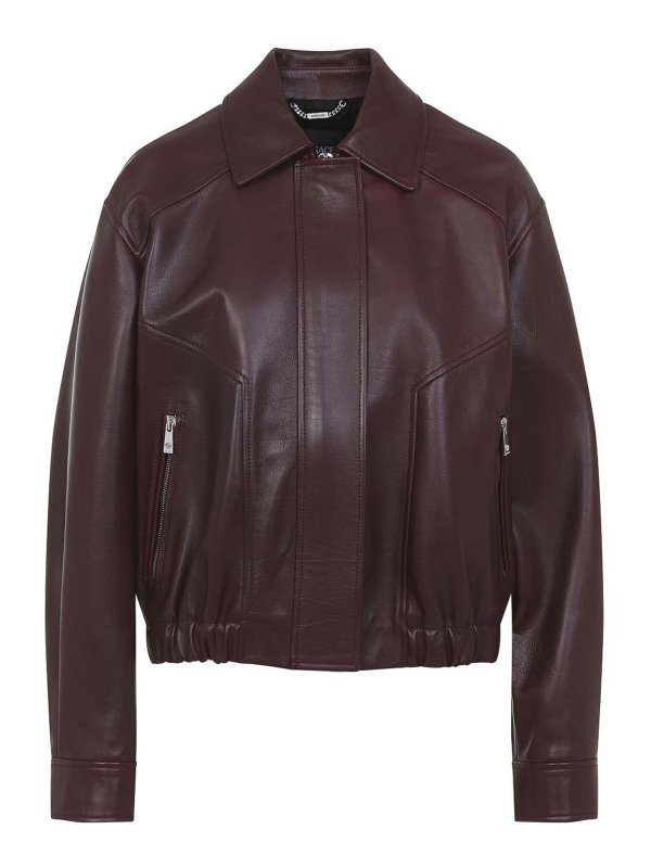 VERSACE: Ledermäntel - Ledermantel - Bordeaux