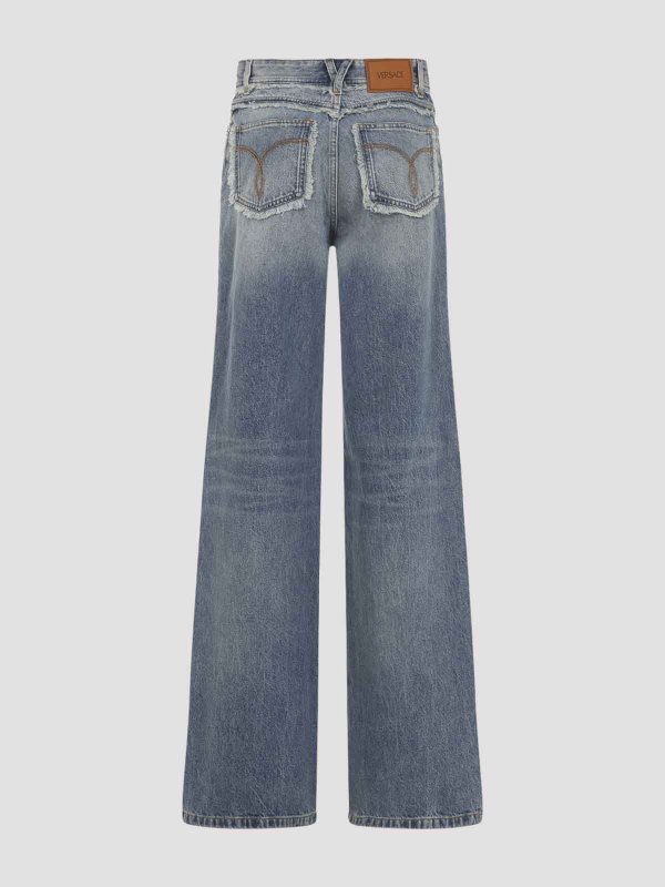 VERSACE: straight leg jeans online - Raw Cut Jeans