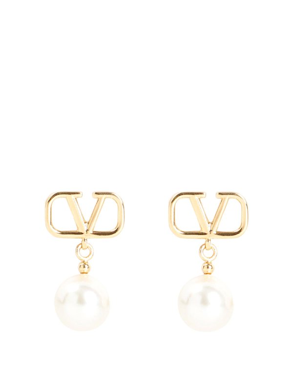 VALENTINO GARAVANI: Earrings - Vlogo Signature Pearl Earrings