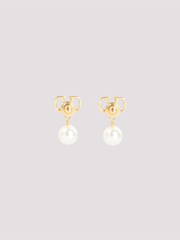 VALENTINO GARAVANI: Earrings online - Vlogo Signature Pearl Earrings
