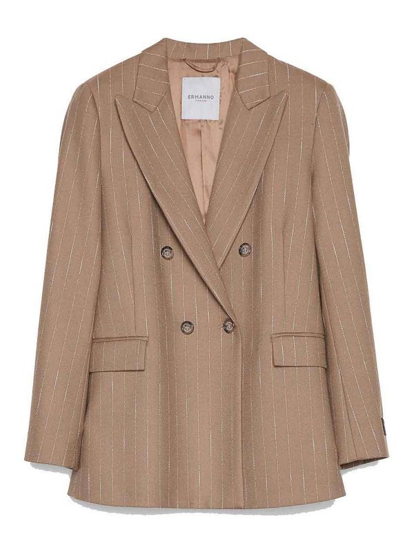 ERMANNO FIRENZE: blazers - Double-Breasted Pinstriped Jacket