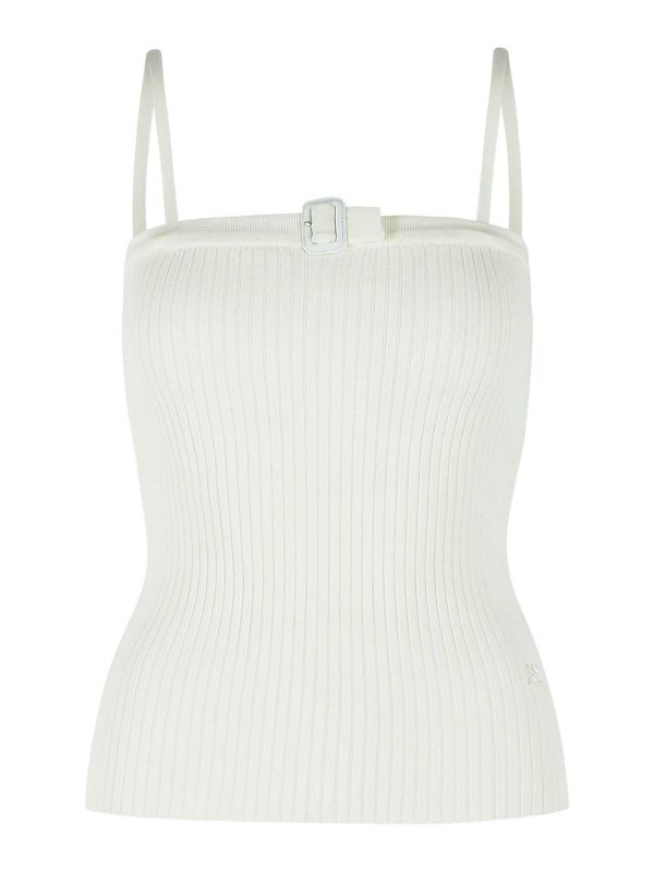 Courreges: Tops y camisetas sin mangas - Top - Blanco