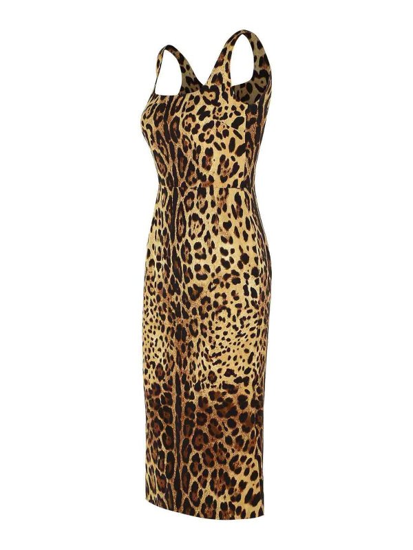 The Best Shops DOLCE & GABBANA: abiti al ginocchio - Vestito  in seta con stampa leopardata