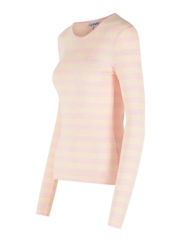 The Best Shops GANNI: t-shirts - Pink Stretch Cotton T-Shirt
