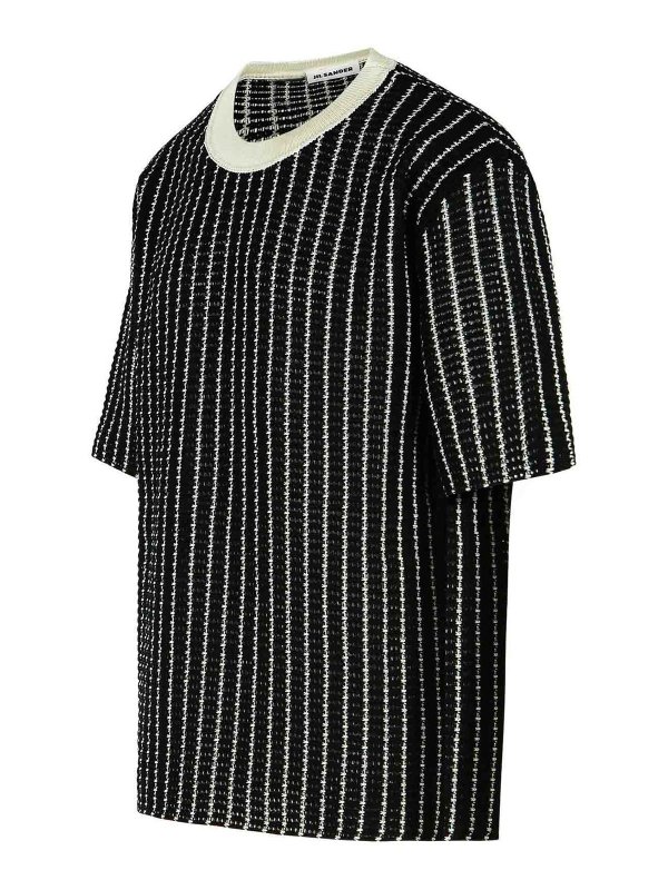 The Best Shops JIL SANDER: t-shirts - Crochet Black Cotton T-Shirt