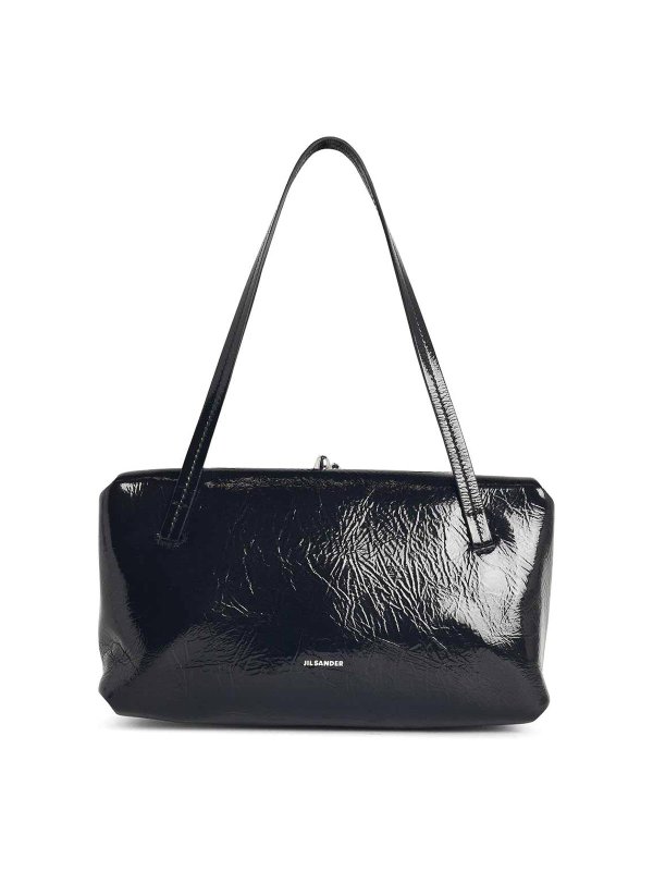 JIL SANDER: clutches - Small  Black Leather Bag