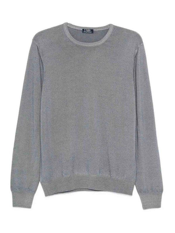 BARBA NAPOLI: Strickpullover mit Rundhalsausschnitt - Rundhalspullover - Hellgrau