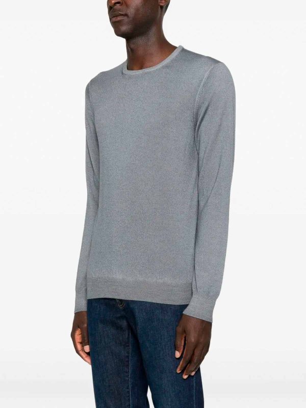 The Best Shops BARBA NAPOLI: Strickpullover mit Rundhalsausschnitt - Rundhalspullover - Hellgrau