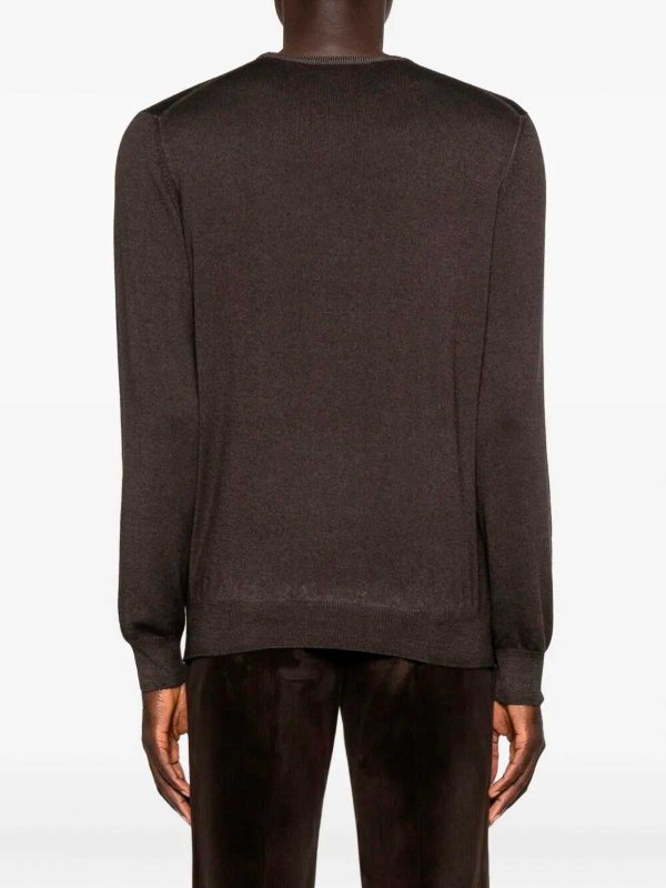 クルーネック - ダークブラウン shop online: BARBA NAPOLI