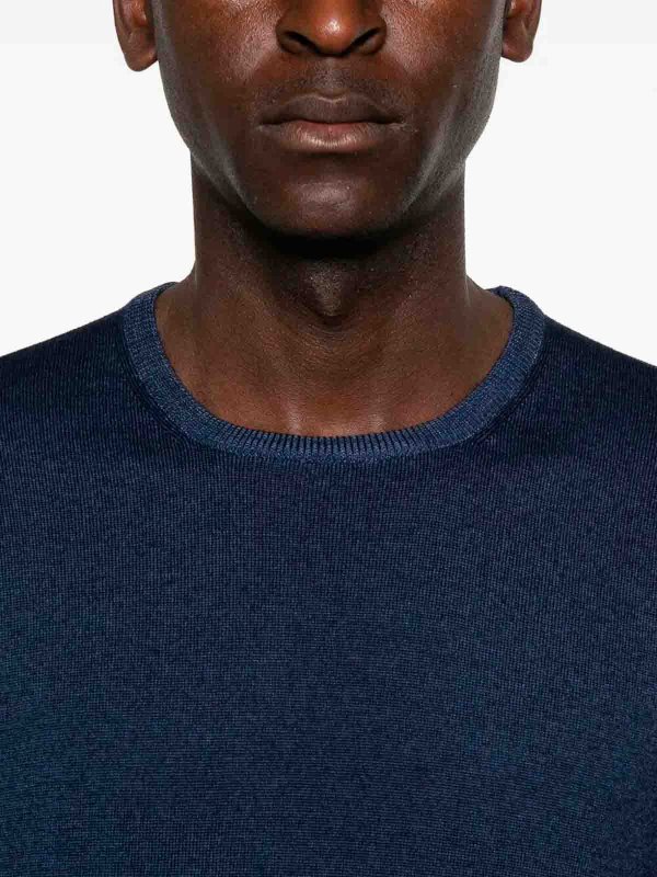 クルーネック - ブルー shop online: BARBA NAPOLI