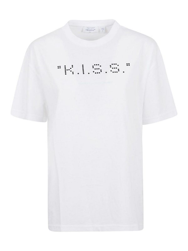 OFF-WHITE: t-shirts - Kiss Quote Reg Tee White - Black