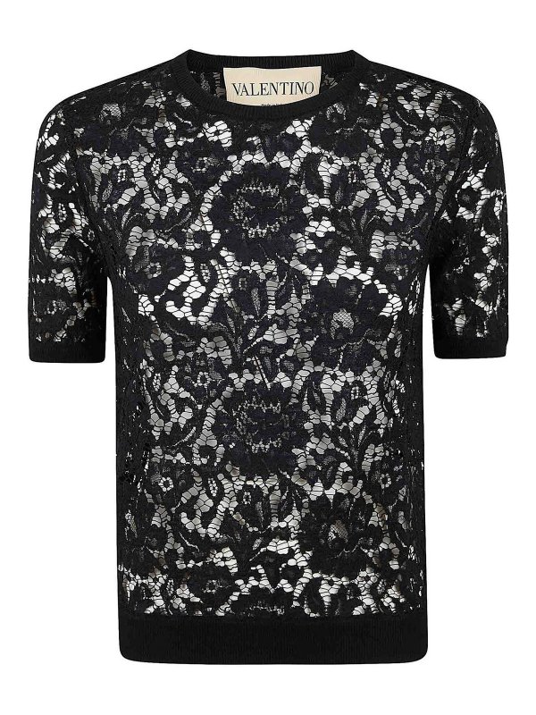 VALENTINO GARAVANI: t-shirts - Maglia | Mossi | Lace And Cotton
