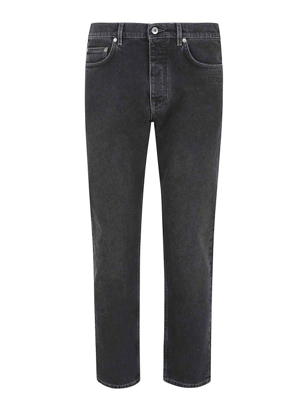 OFF-WHITE: Jeans Rectos - Vaqueros Rectos - Negro