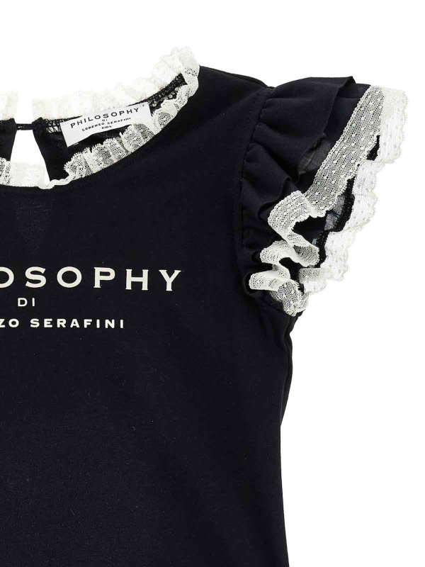 The Best Shops Philosophy di Lorenzo Serafini: t-shirts - T- Shirt Con Rifinitura In Pizzo