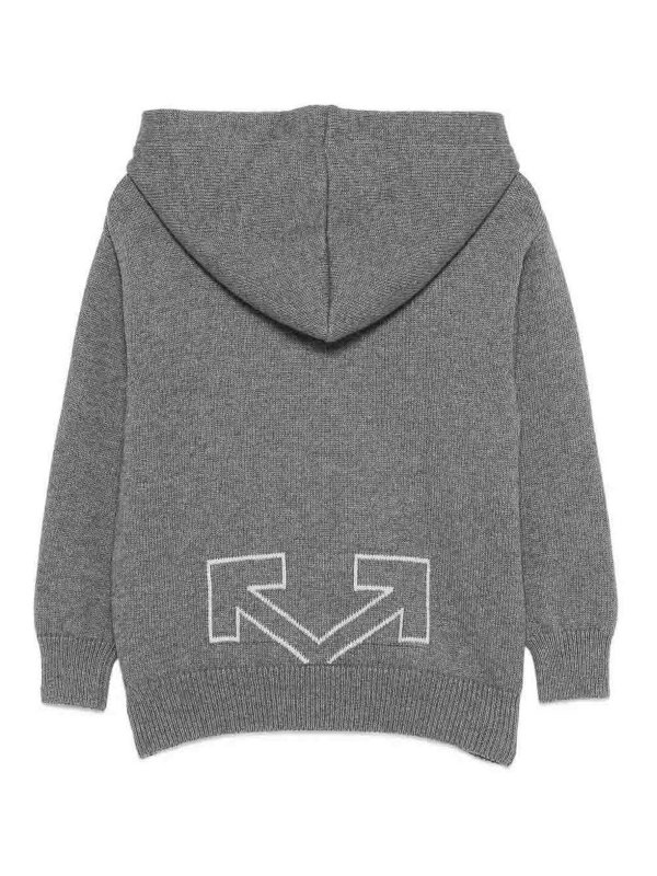 OFF-WHITE: Strickpullover mit Rundhalsausschnitt online - Rundhalspullover - Grau