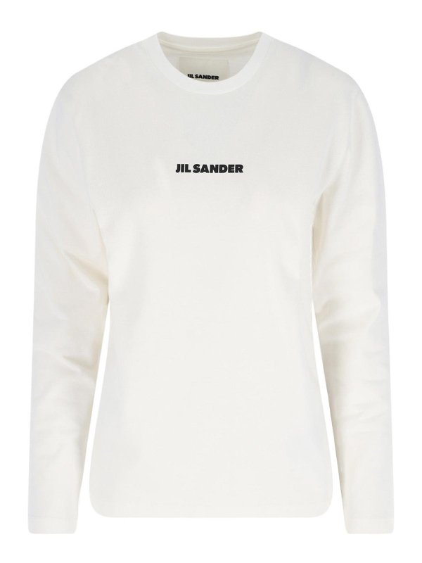 JIL SANDER: Strickpullover mit Rundhalsausschnitt - Rundhalspullover - Weiß