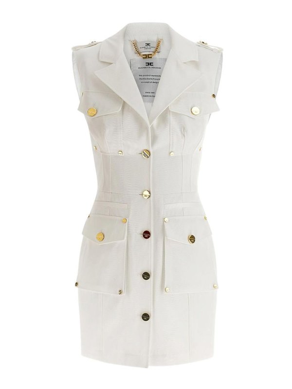 ELISABETTA FRANCHI: ニーレングスドレス - 膝丈ドレス - 白