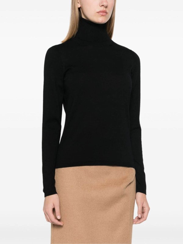 The Best Shops Max Mara: Strickpullover mit Rundhalsausschnitt - Rundhalspullover - Schwarz