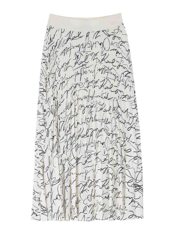 KARL LAGERFELD: ニーレングススカート＆ミディ丈 - 膝丈/ミディスカート - 白