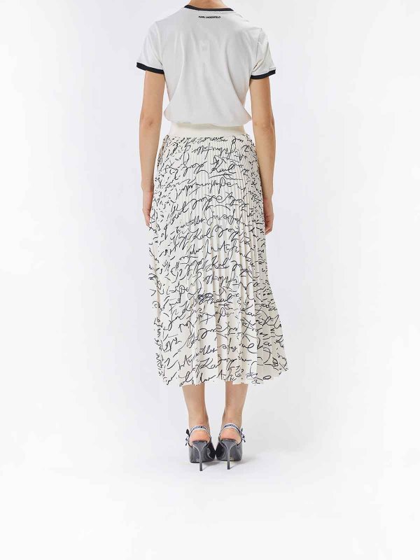 膝丈/ミディスカート - 白 shop online: KARL LAGERFELD