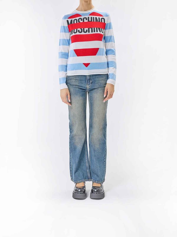 MOSCHINO: Strickpullover mit Rundhalsausschnitt online - Rundhalspullover - Bunt