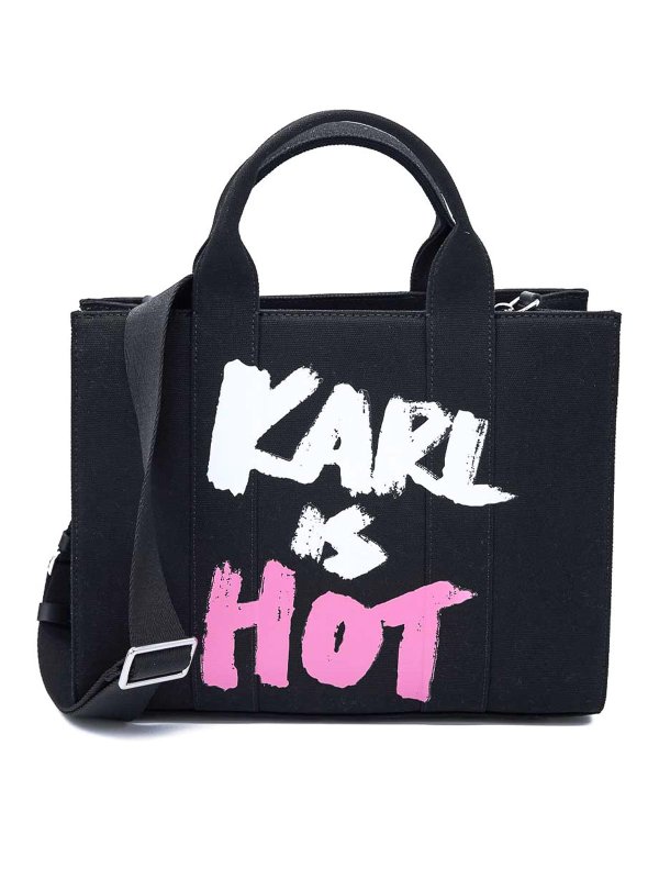 KARL LAGERFELD: トートバッグ - トートバッグ - 黒