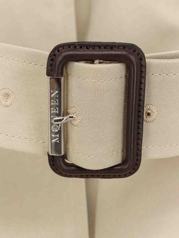 The Best Shops ALEXANDER MCQUEEN: trench coats - Cotton Trench Coat With Puff Sleeves