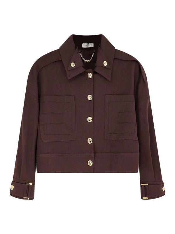 ELISABETTA FRANCHI: カジュアルジャケット - カジュアルジャケット - ブラウン