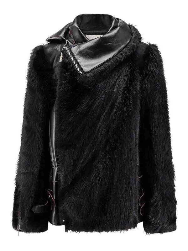 Sacai: レザージャケット - レザージャケット - 黒