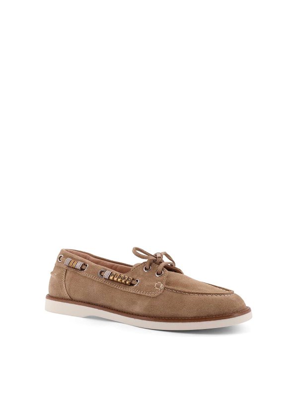 Pinko: Loafers & Slippers online - Grace Suede Loafers With Metal Lettering Logo