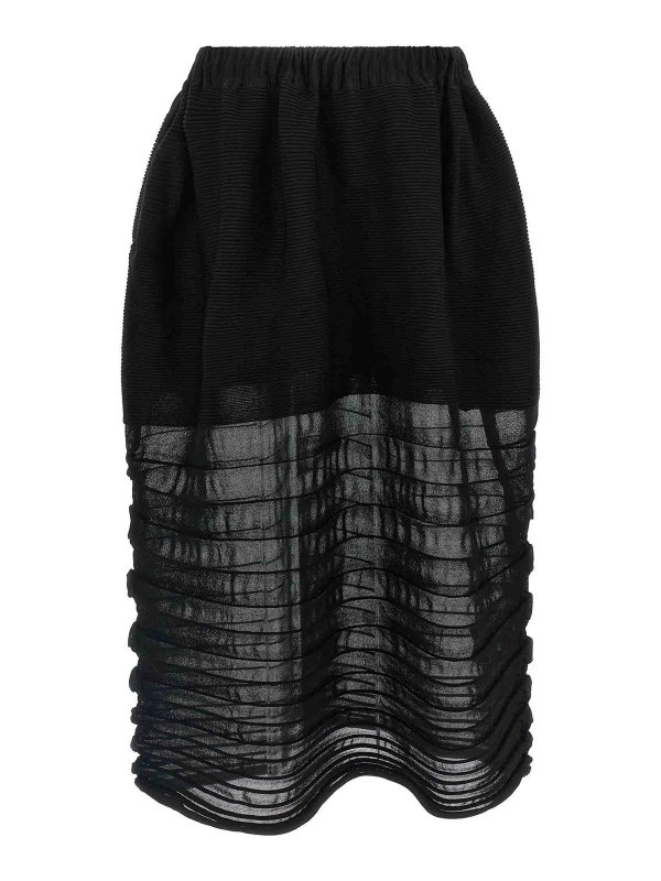 ISSEY MIYAKE: ニーレングススカート＆ミディ丈 online - 膝丈/ミディスカート - 黒