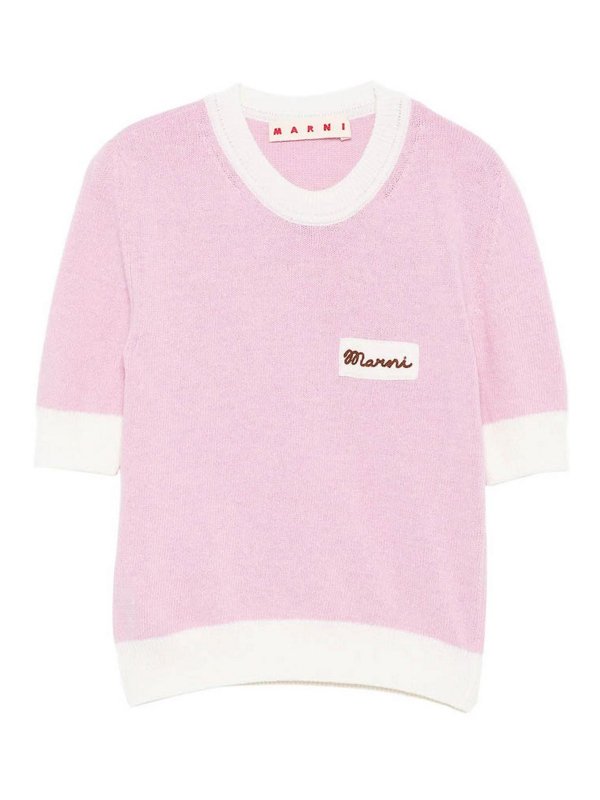 Marni: Strickpullover mit Rundhalsausschnitt - Rundhalspullover - Nude