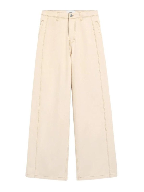 AMI PARIS: ストレートジーンズ - ストレートジーンズ - ライトベージュ