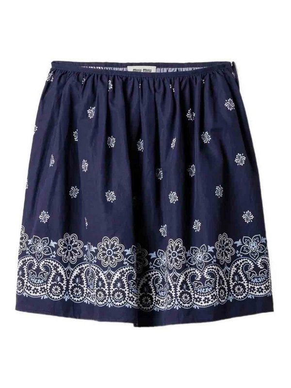 MIU MIU: Knee length skirts & Midi - Flamed Poplin Skirts