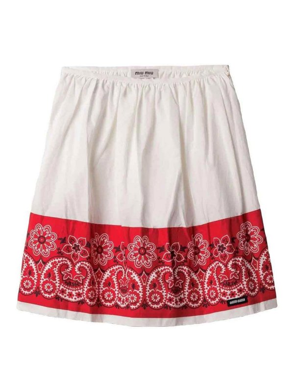 MIU MIU: Knee length skirts & Midi - Flamed Poplin+Band Skirts