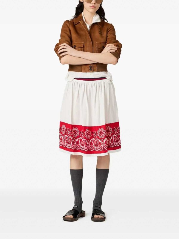 MIU MIU: Knee length skirts & Midi online - Flamed Poplin+Band Skirts