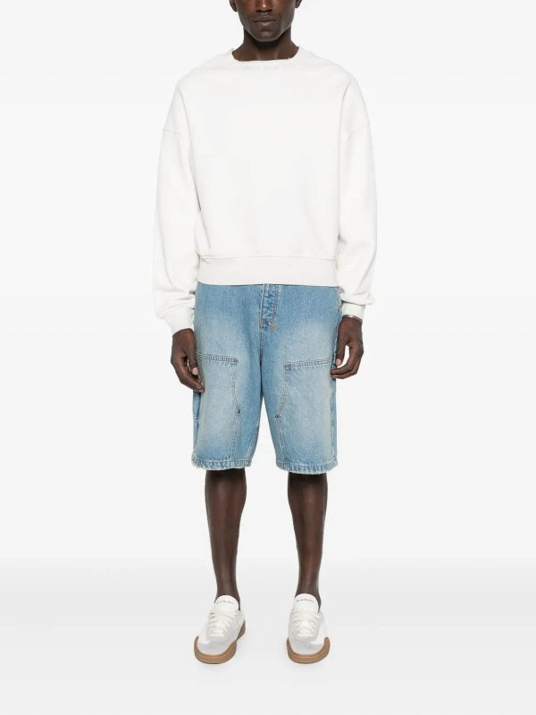 Palm Angels: crew necks online - Curved Logo Loose Collar Crew Off White