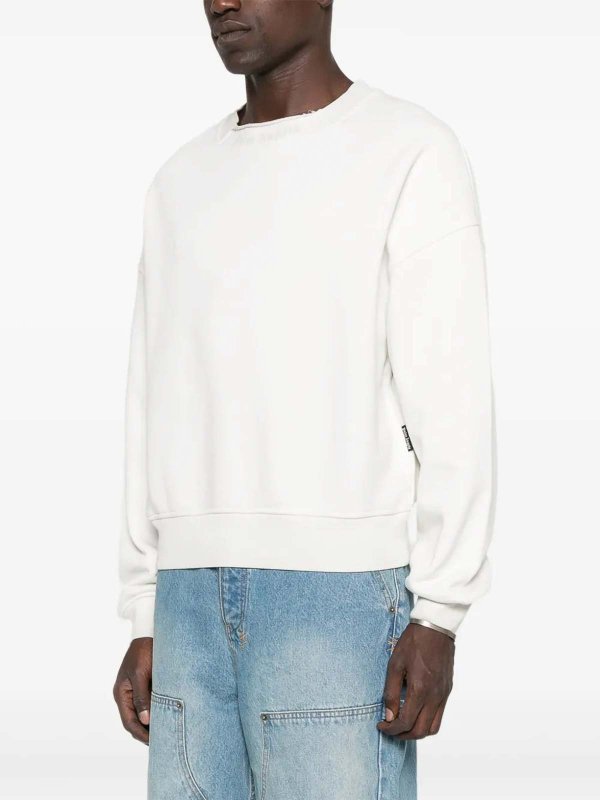 The Best Shops Palm Angels: crew necks - Curved Logo Loose Collar Crew Off White