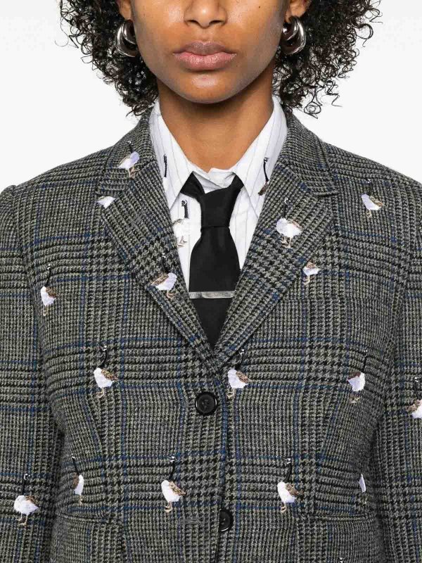 膝丈コート - グレー shop online: THOM BROWNE