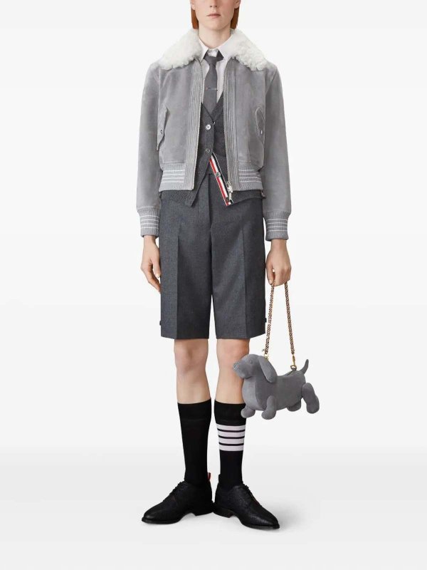 THOM BROWNE: leather coats online - Leather coat