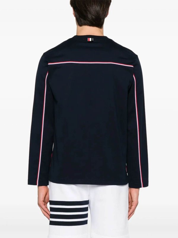 The Best Shops THOM BROWNE: Strickpullover mit Rundhalsausschnitt - Rundhalspullover - Dunkelblau