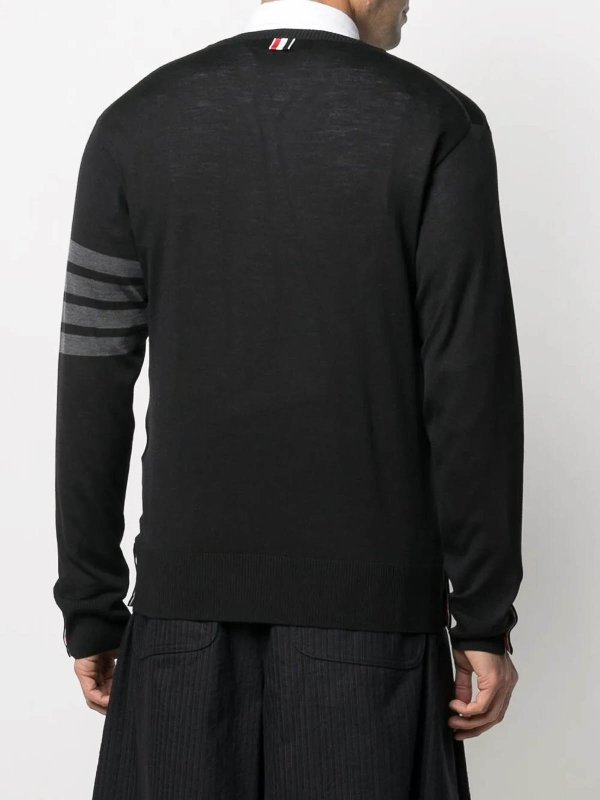 The Best Shops THOM BROWNE: Strickpullover mit Rundhalsausschnitt - Rundhalspullover - Schwarz