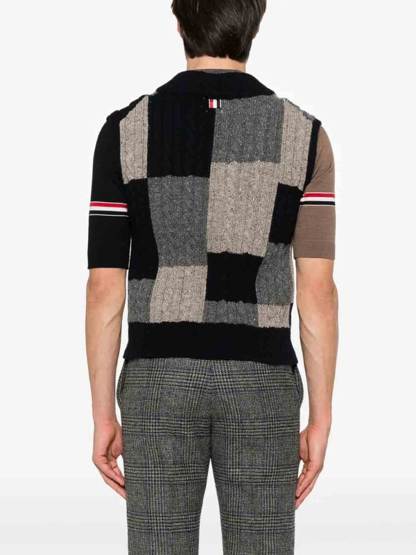The Best Shops THOM BROWNE: Strickpullover mit V-Ausschnitt - V-Pullover - Dunkelblau