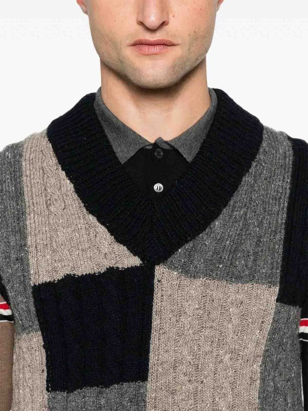 V-Pullover - Dunkelblau Replica 
online: THOM BROWNE