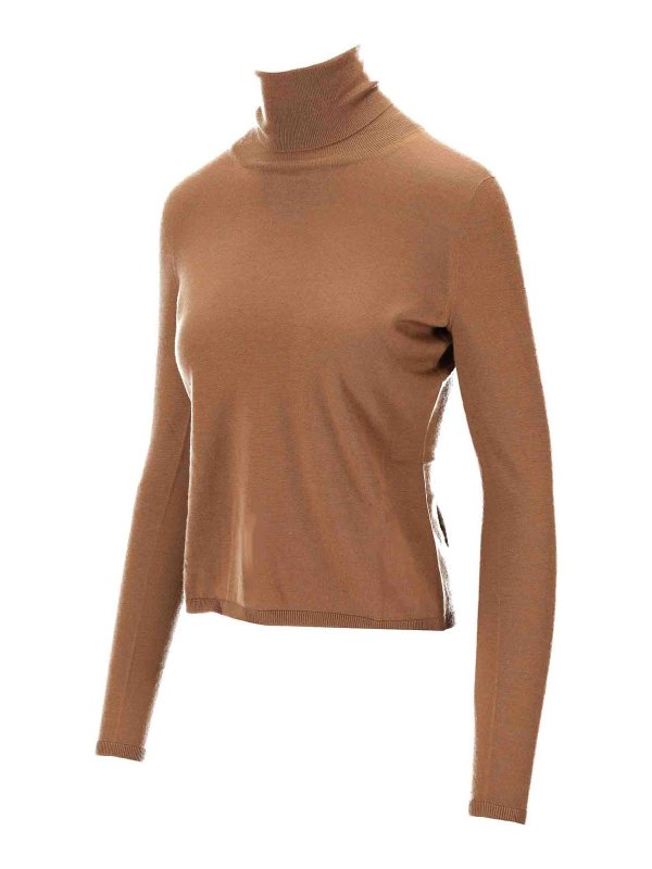 The Best Shops Max Mara: Strickpullover mit Rundhalsausschnitt - Rundhalspullover - Camel