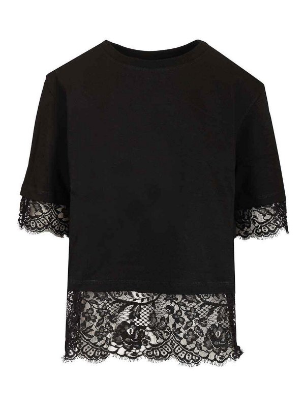 ALEXANDER MCQUEEN: t-shirts - Cotton T-Shirt With Lace