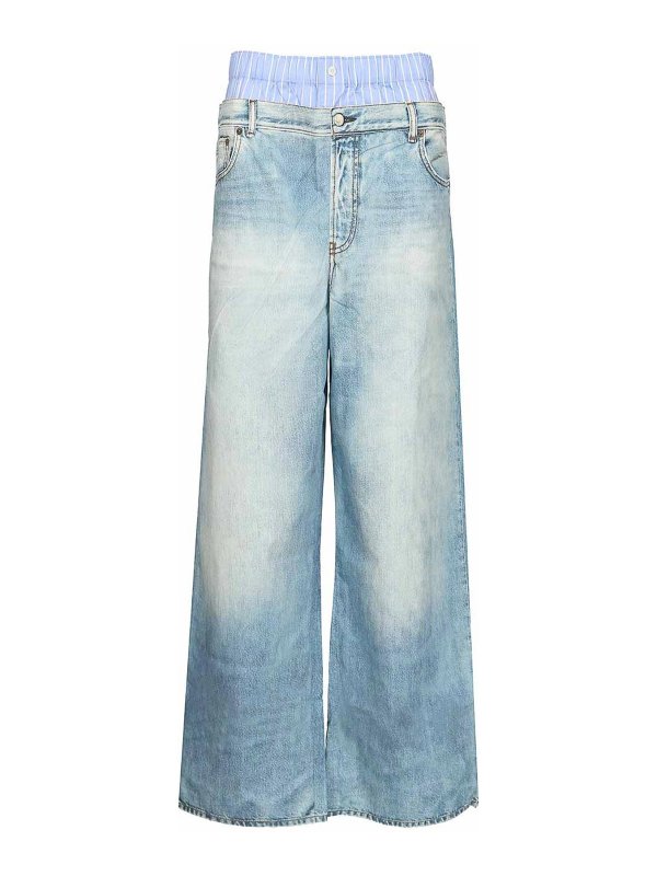 Acne Studios: casual trousers - Trompe-Loeil Print Trousers