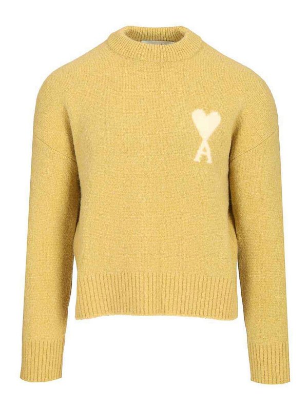 AMI PARIS: Strickpullover mit Rundhalsausschnitt - Rundhalspullover - Gelb